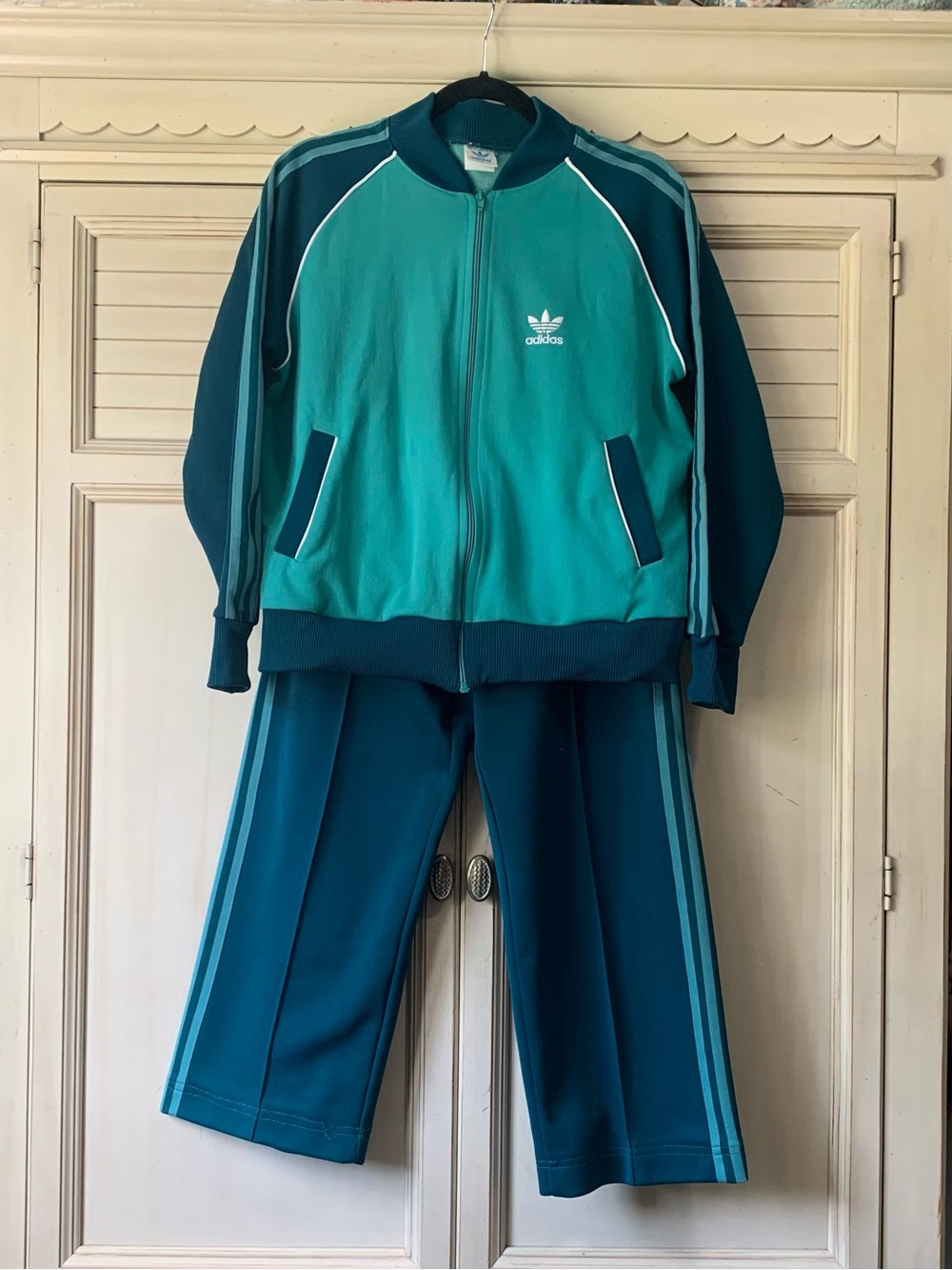 Vintage Women’s Adidas Teal Trefoil Tracksuit Set Taiwan ROC Size Large RARE